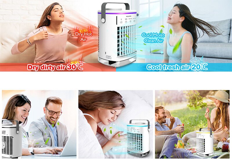 מיני מזגן נייד שולחני עם תאורת אווירה - דיל ישיר