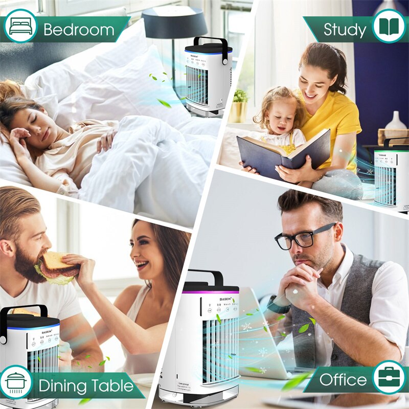 מיני מזגן נייד שולחני עם תאורת אווירה - דיל ישיר