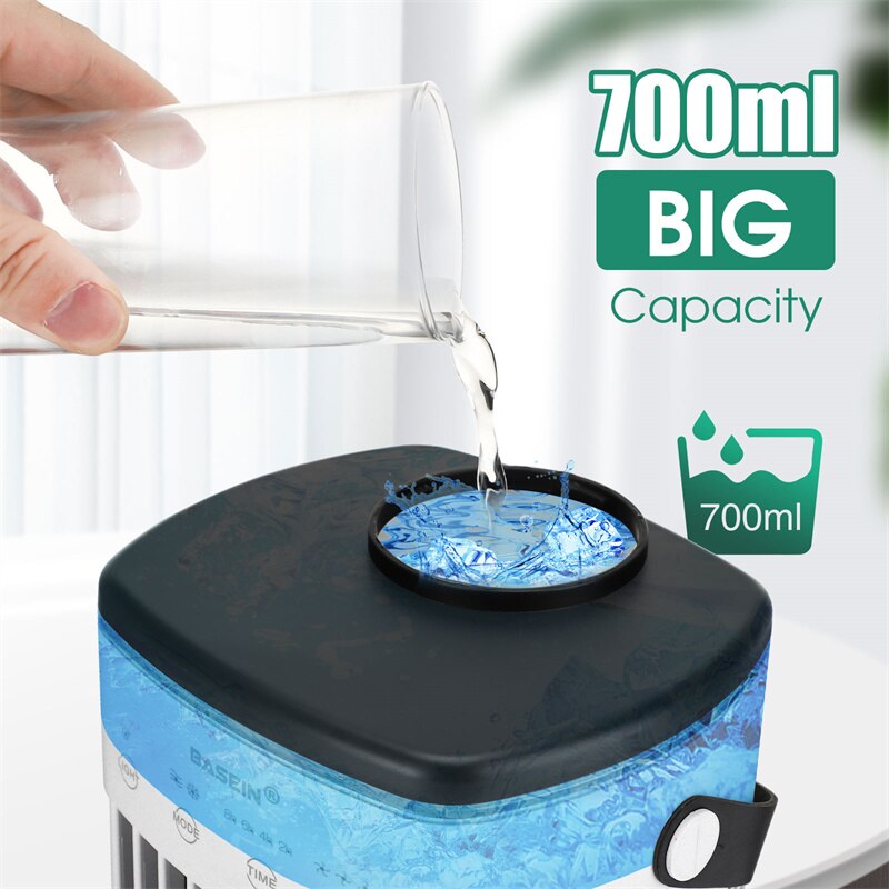 מיני מזגן נייד שולחני עם תאורת אווירה - דיל ישיר