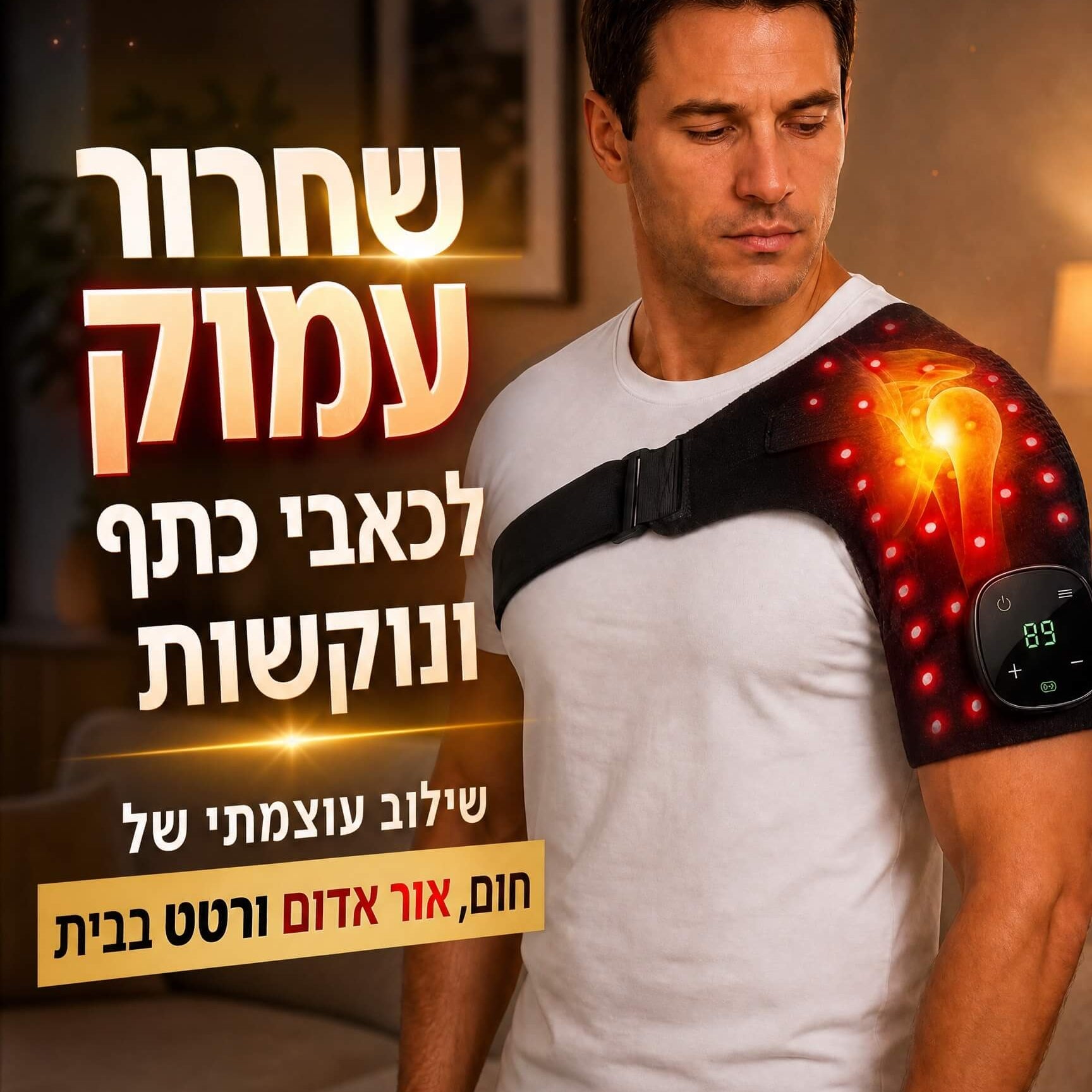מכשיר עיסוי לכתף משולב חום, רטט ואינפרא אדום