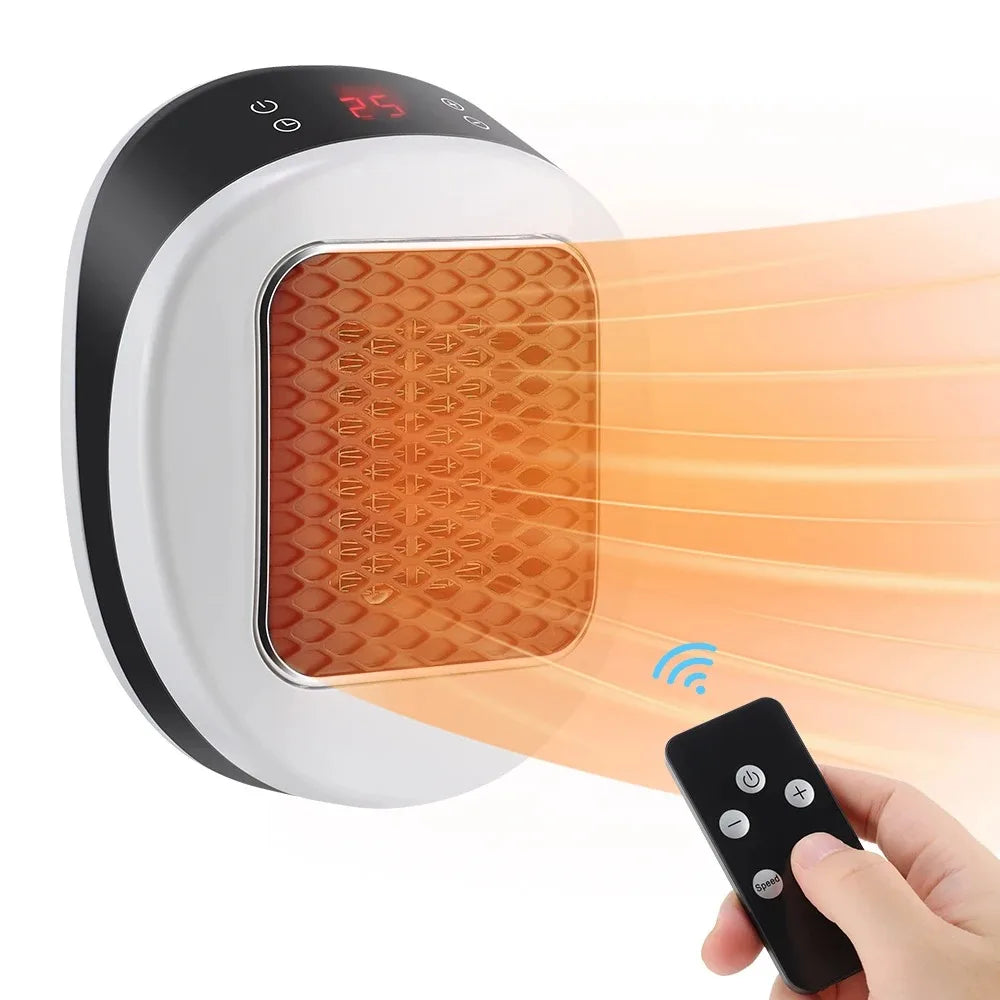 מפזר חום קרמי קטן עם שלט רחוק