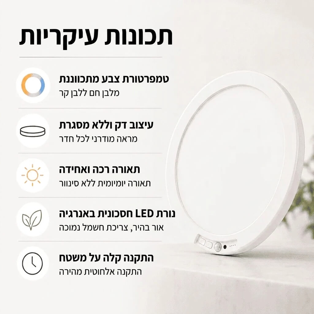 מנורת לד אלחוטית עם חיישן תנועה - נטענת ומגנטית ללא קידוח