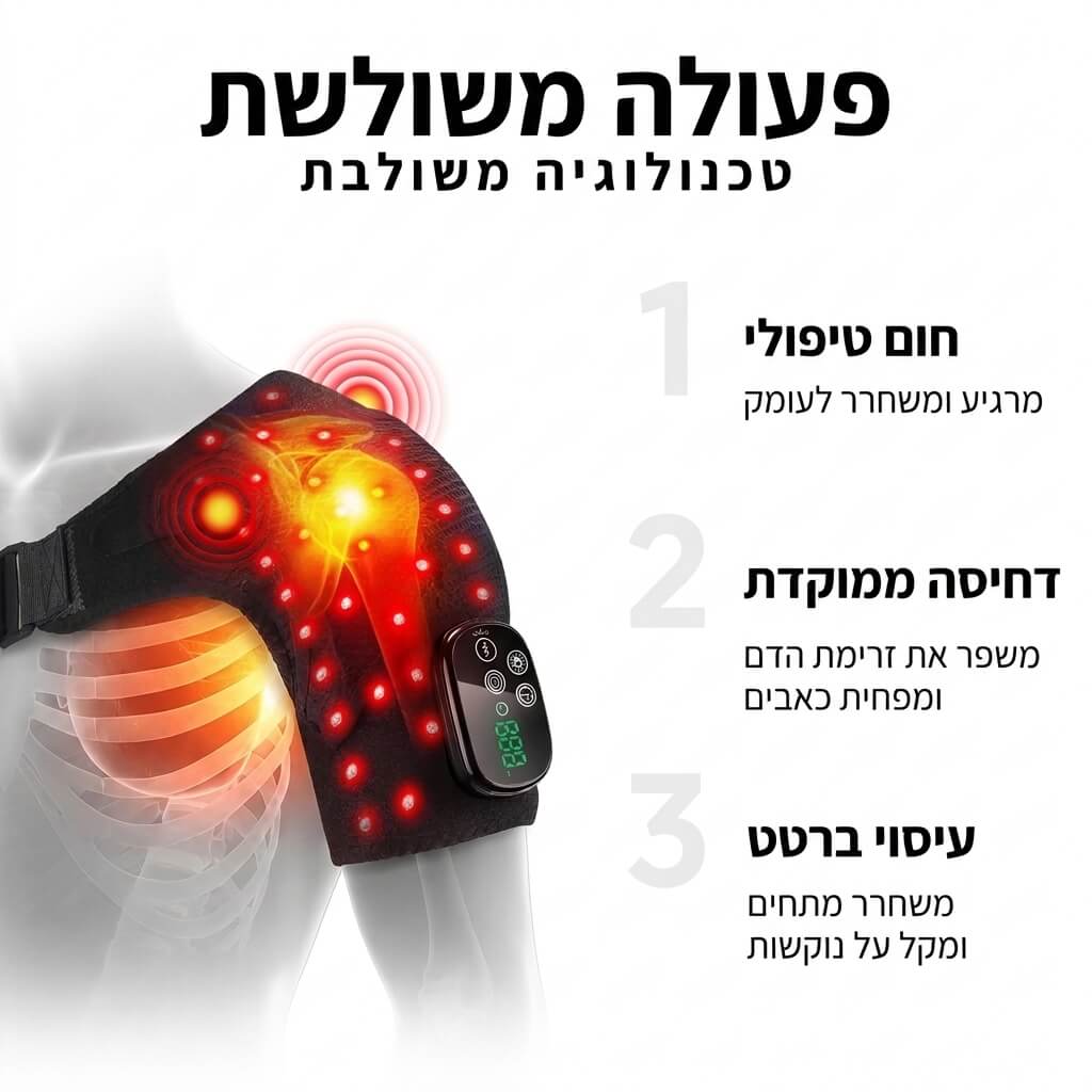 מכשיר עיסוי לכתף משולב חום, רטט ואינפרא אדום